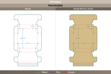 Custom dimensions hexagonal zipper flap boxes with overlap packaging design template including editable dieline and carton die line for production use © Kazi Md. Nurul Islam