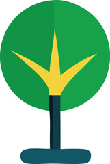 Stylized green tree with yellow foliage abstract nature icon simple geometric design for eco themes and outdoors