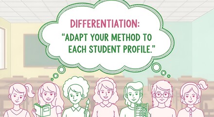 Differentiation Education Poster - Adapt Your Method To Each Student Profile Teacher Classroom Management Pedagogy Wall Art
