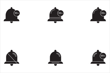 Notification bell icon set. Alarm symbol, Incoming message symbol, New notification, reminder. 