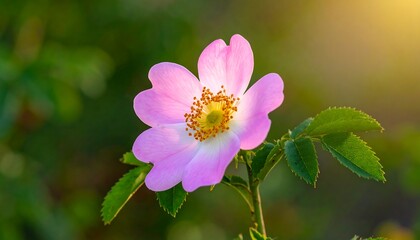 Fototapeta premium Close-up of a delicate pink rosehip flower