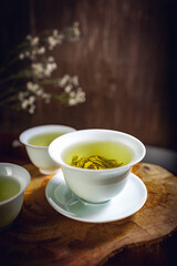 Chinese Tea Ceremony With Porcelain Teacup