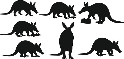 aardvark silhouette, animal vector, wildlife clipart, flat vector, aardvark artwork, black aardvark, animal silhouette, woodland animal, rodent shape, nature icon