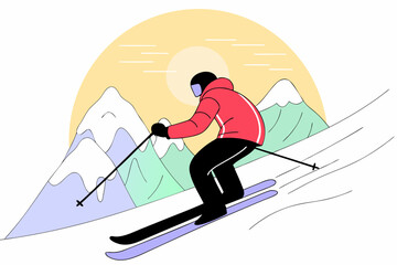 skiing in the mountains