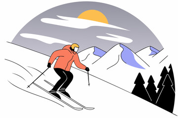 skiing on the mountain