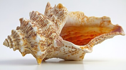 Gorgeous Conchs Scattered Along the Sunny Seaside—Their Shiny, Swirled Shells in Soft Hues of White, Pink, and Blue Glow Under the Sun, Blending Perfectly With the Blue Waves, Golden Sand