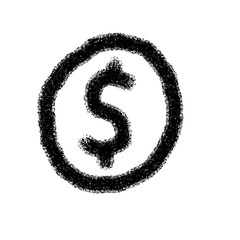Hand drawn dollar sign in a circle isolated on transparent background for finance