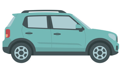 Fototapeta premium Flat Illustration SUV Side View Automobile Modern Transportation Vehicle