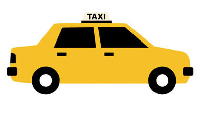 Obraz premium Simple Flat Design Yellow Taxi Car Illustration Isolated on White
