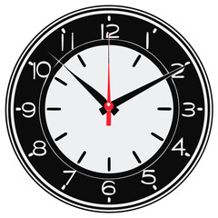 Analogue Wall Clock Displaying Time with Minute and Hour Hands Design