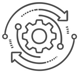 Obraz premium Abstract gear mechanism with circular arrows symbolizing process flow and system integration
