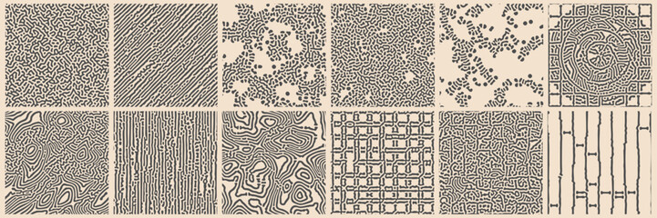 Abstract seamless pattern background, vector Memphis lines and dot texture. Trendy modern organic shape doodle line pattern and irregular shape texture.
Seamless Turing pattern suitable for wallpaper.