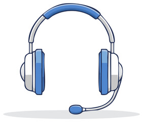 Blue and white headset with microphone for audio communication and gaming