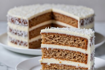 Baking a delicious coconut cake kitchen food photography bright environment close-up view dessert inspiration