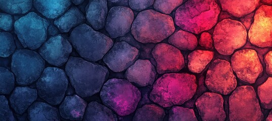 Gradient stone wall, vibrant colors