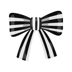 Ribbon bow for Halloween. Striped white and black bow, Halloween spooky decor.