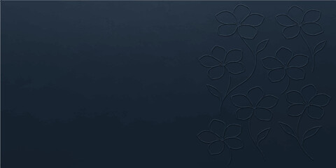 Dark blue floral pattern on a vintage textured wall with a black grunge background