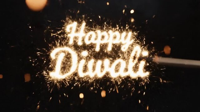 firecracker fuse burning and igniting happy diwali message