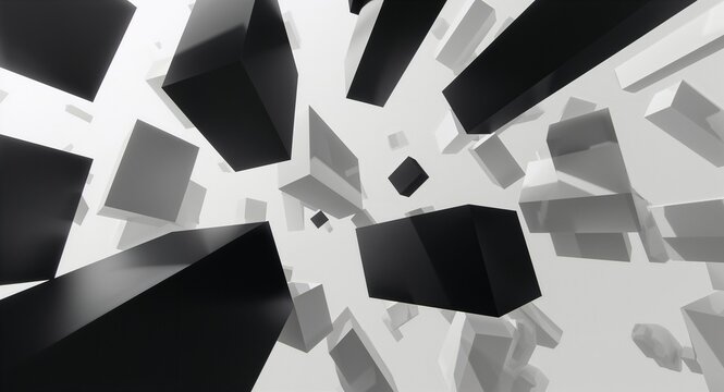 Abstract 3D Black and White Cubes