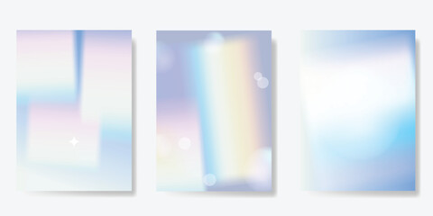 Fototapeta premium Abstract blur gradient winter card background set. Minimalist poster with sparkle, bubble. Modern fall season wallpaper design for cover, print, Christmas and New Year ads.