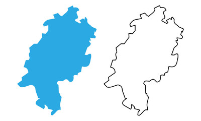 Fototapeta premium Hesse state map, Germany. Map with detailed outlines and blue silhouettes