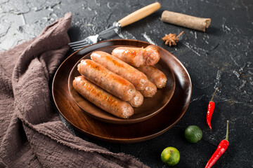 Grilled Sausages With Charred Lines Closeup