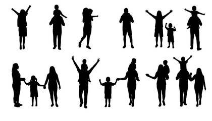 Obraz premium Family silhouettes, Happy family silhouette set 