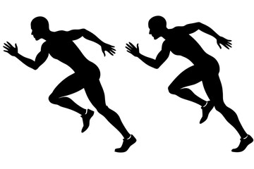 Sprinter starting race silhouette illustration isolated on white background