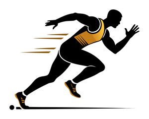 modern Sprinter starting race silhouette illustration isolated on white background