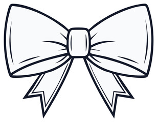 White Outline Bow Gift Decoration Celebration Festive Design Element