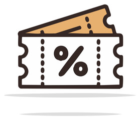 Illustration of Discount Tickets with a Percentage Symbol, Special Offer Vouchers