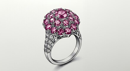 Detailed pink gemstone ring