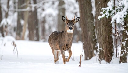 Fototapeta premium Deer in snowy forest
