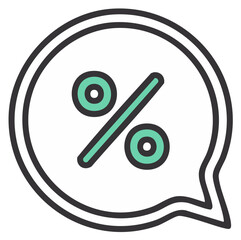 Percentage Sign in Chat Bubble Icon for Discounts or Interest Rates