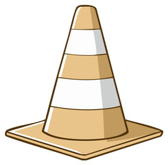 Tan Cartoon Traffic Safety Cone with White Stripes Road Construction Signage Marker