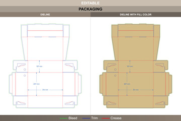 Folding paper shoe box packaging template featuring structural carton dieline and editable die line for professional folding carton production and printing