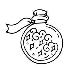 doodle of mystical celestial potion bottle