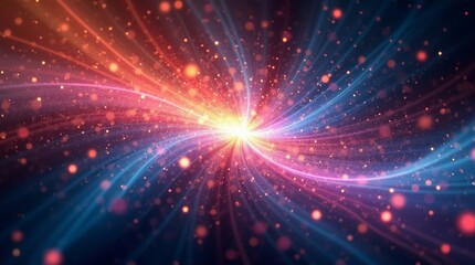 Obraz premium Exploding Light Streaks with Orange and Blue Particles