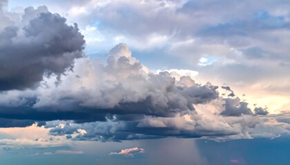 Dramatic sky filled with cumulus clouds