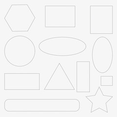 A set of simple geometric shapes in the form of outlines for design, study, and creativity. Universal elements for various projects and ideas.