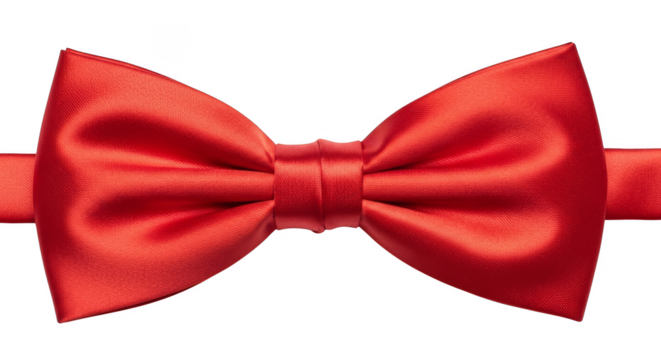 A vibrant red bowtie on black