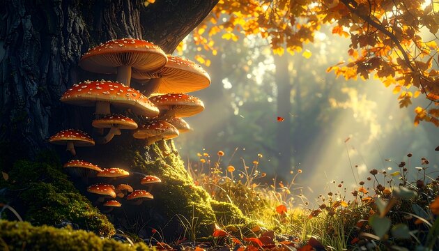 Autumn forest with mushrooms (1)