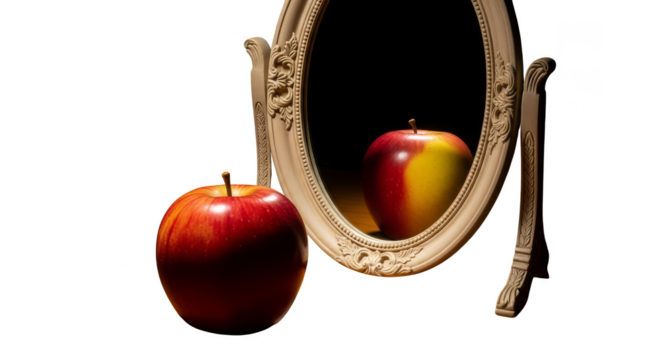 An apples reflection reveals hidden colors