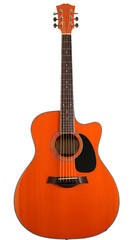 Obraz premium Glossy Orange Acoustic Guitar, isolated on white or transparent background. PNG
