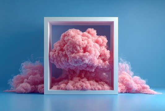 Pink cloud framed in white square