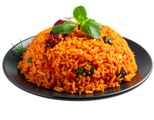 delicious jollof rice. spicy tomato rice dish isolated on transparent png