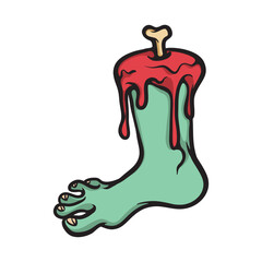 Zombie foot Cartoon Vector Illustration
