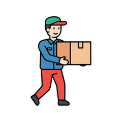 Courier worker delivering cardboard package logistics service delivery man vector