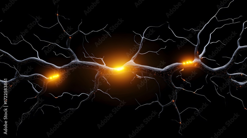 Poster the image shows a digital rendering of tree-like structures with glowing accents, suggesting interco