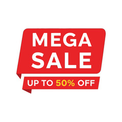 Obraz premium Mega sale up to 50 percent off discount banner special offer promotion vector
